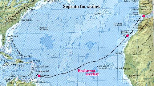 Kort over sejlrute
